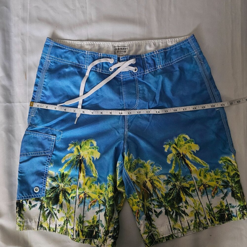 Old Navy Men's Blue/Green Tropical Print Swim Board Shorts Size Medium - Picture 13 of 15
